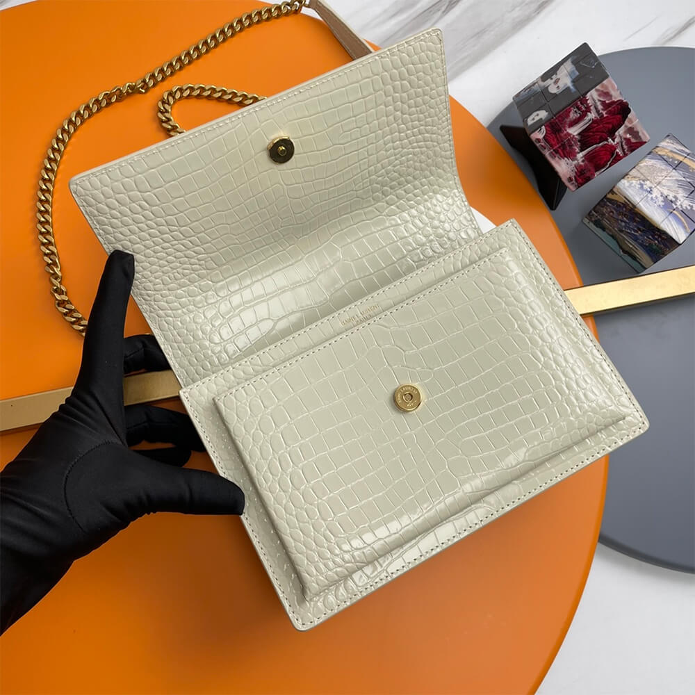 black YSL Crocodile-embossed leather SUNSET Medium - Image 5