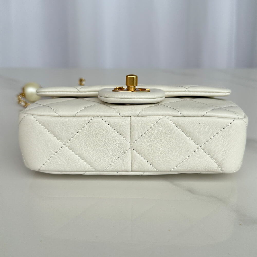 White Chanel MINI FLAP BAG - Image 6