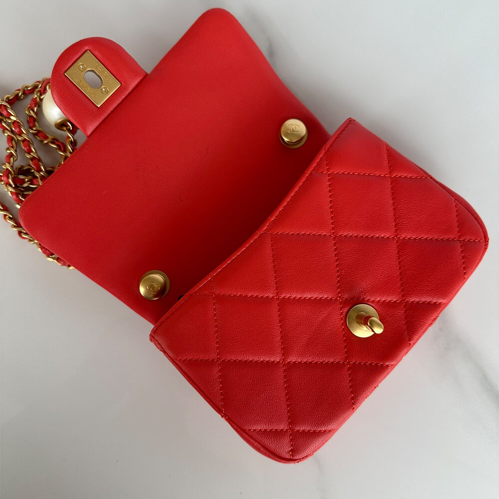 Red Chanel MINI FLAP BAG - Image 6
