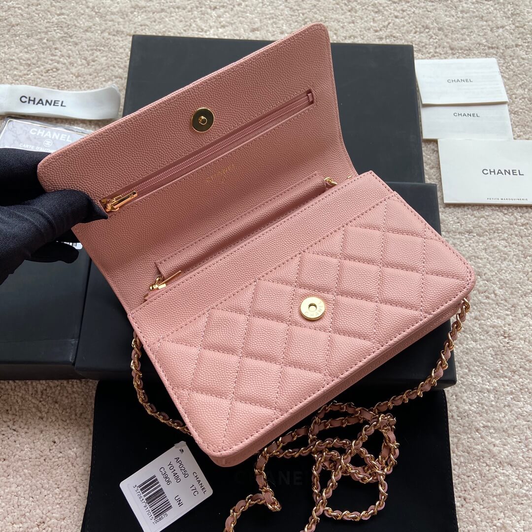 Pink Chanel classic chain wallet (high-end grade) - Image 6
