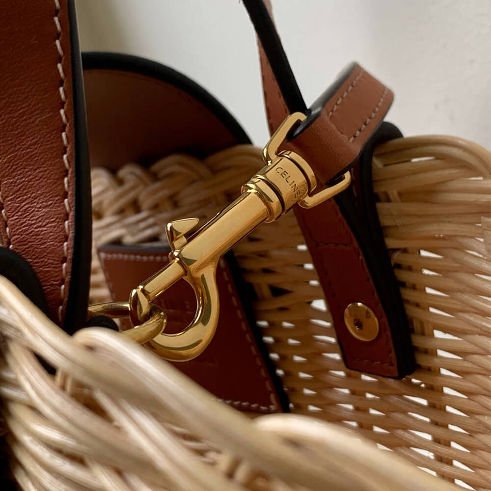 CELINE TEEN COUFFIN BAG IN WICKER AND NATURAL COW LEATHER(High-end Grade) - Image 6