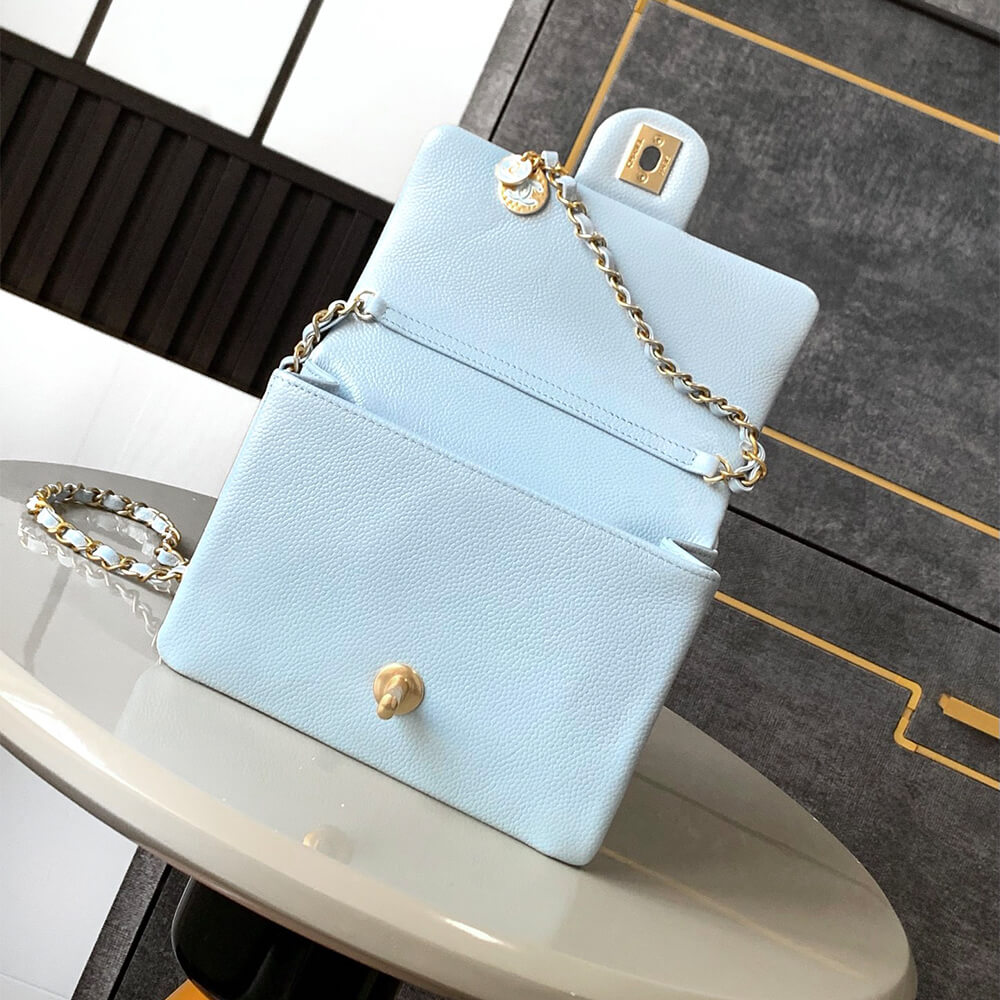 Light Blue CHANEL Mini Flap Bag (high-end grade) - Image 6