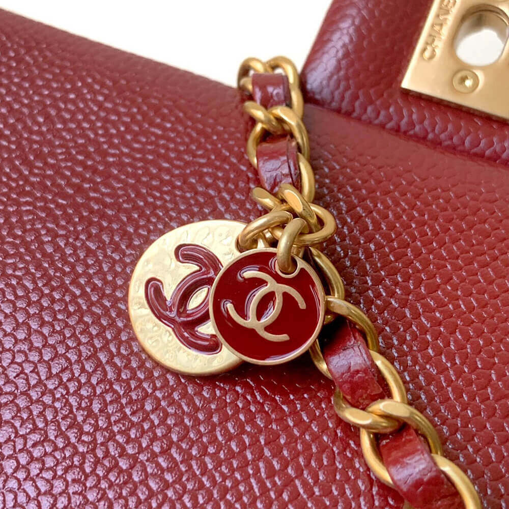 Burgundy CHANEL Small Flap Bag (high-end grade) - Image 6