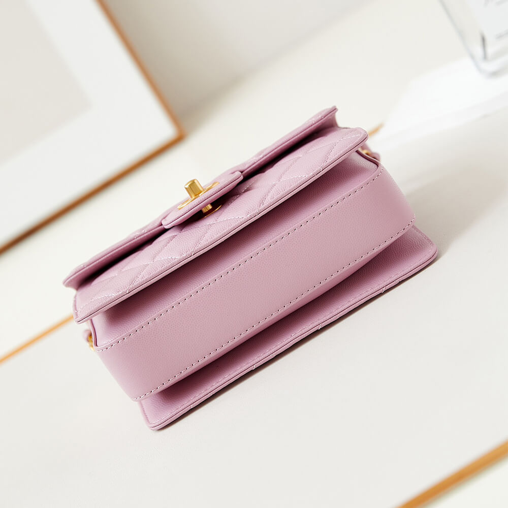 Pink lychee pattern Chanel Small Handbag (high-end grade) - Image 6