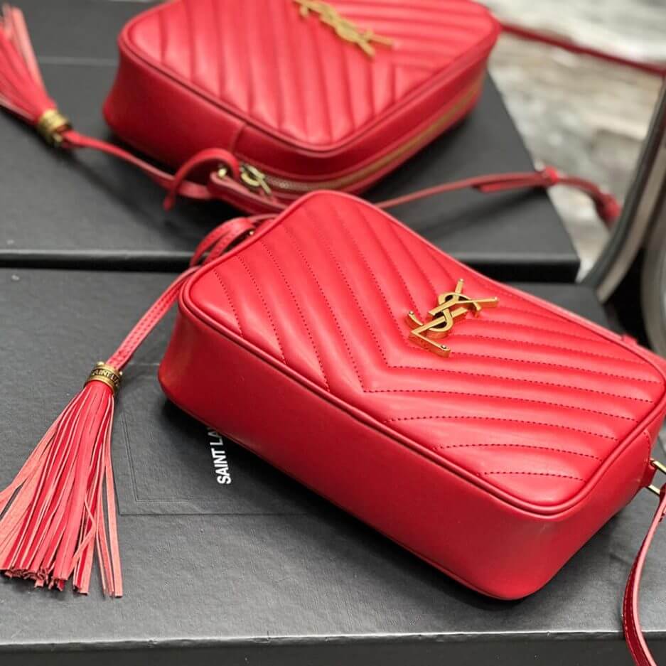 Red YSL LOU CAMERA BAG IN QUILTED LEATHER - Image 6