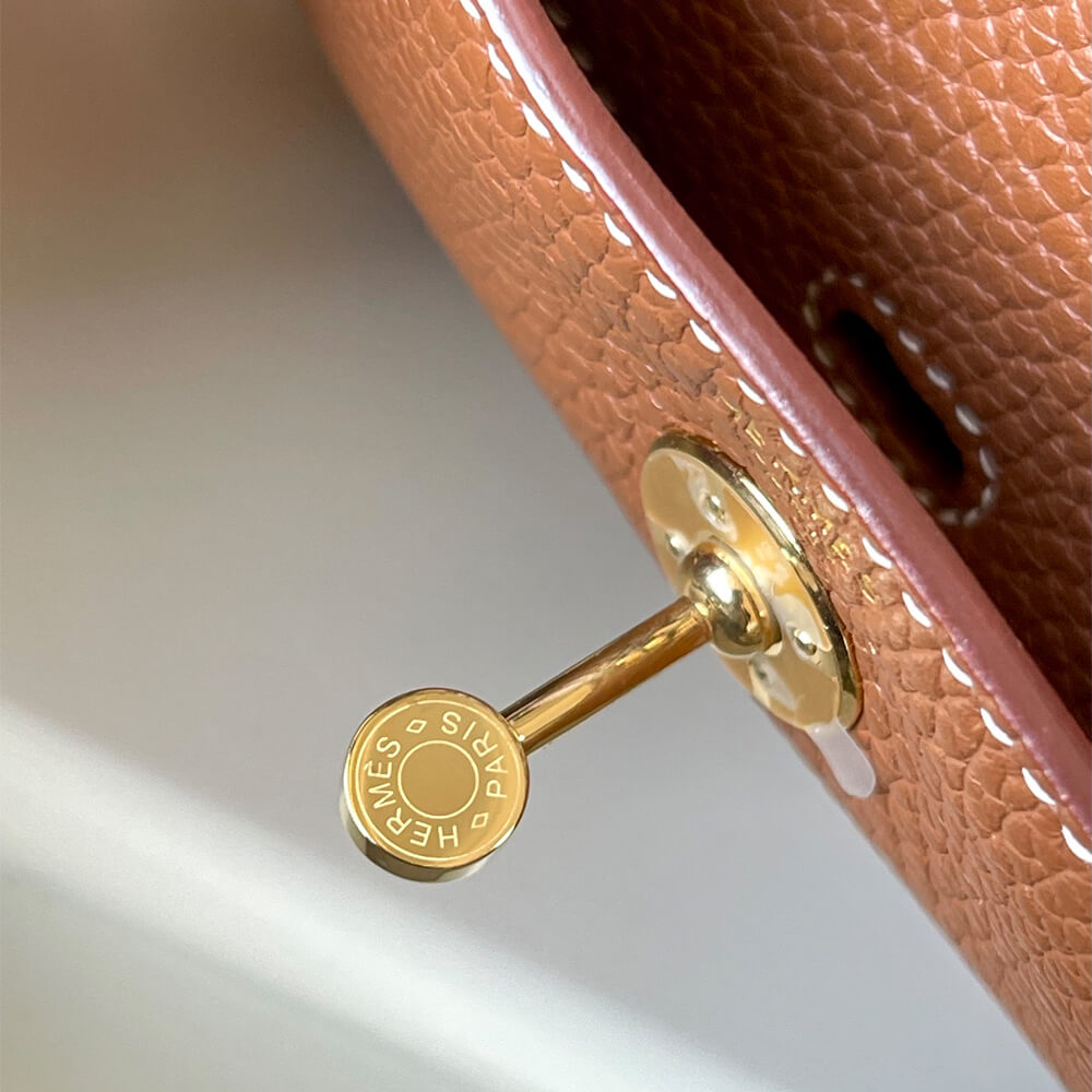Golden Brown Hermes Lindy Mini Bag - Image 6