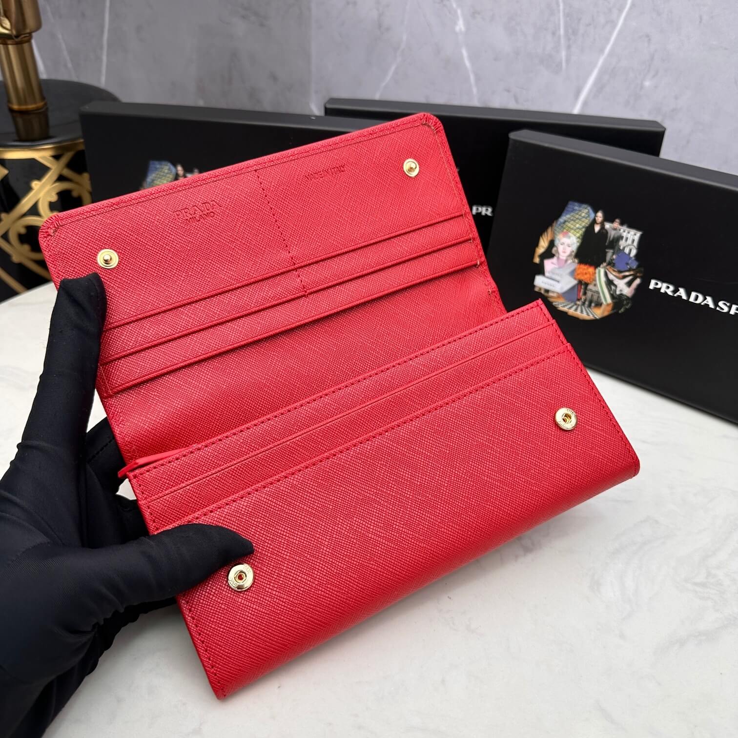 Prada Large Saffiano Leather Wallet - Image 6