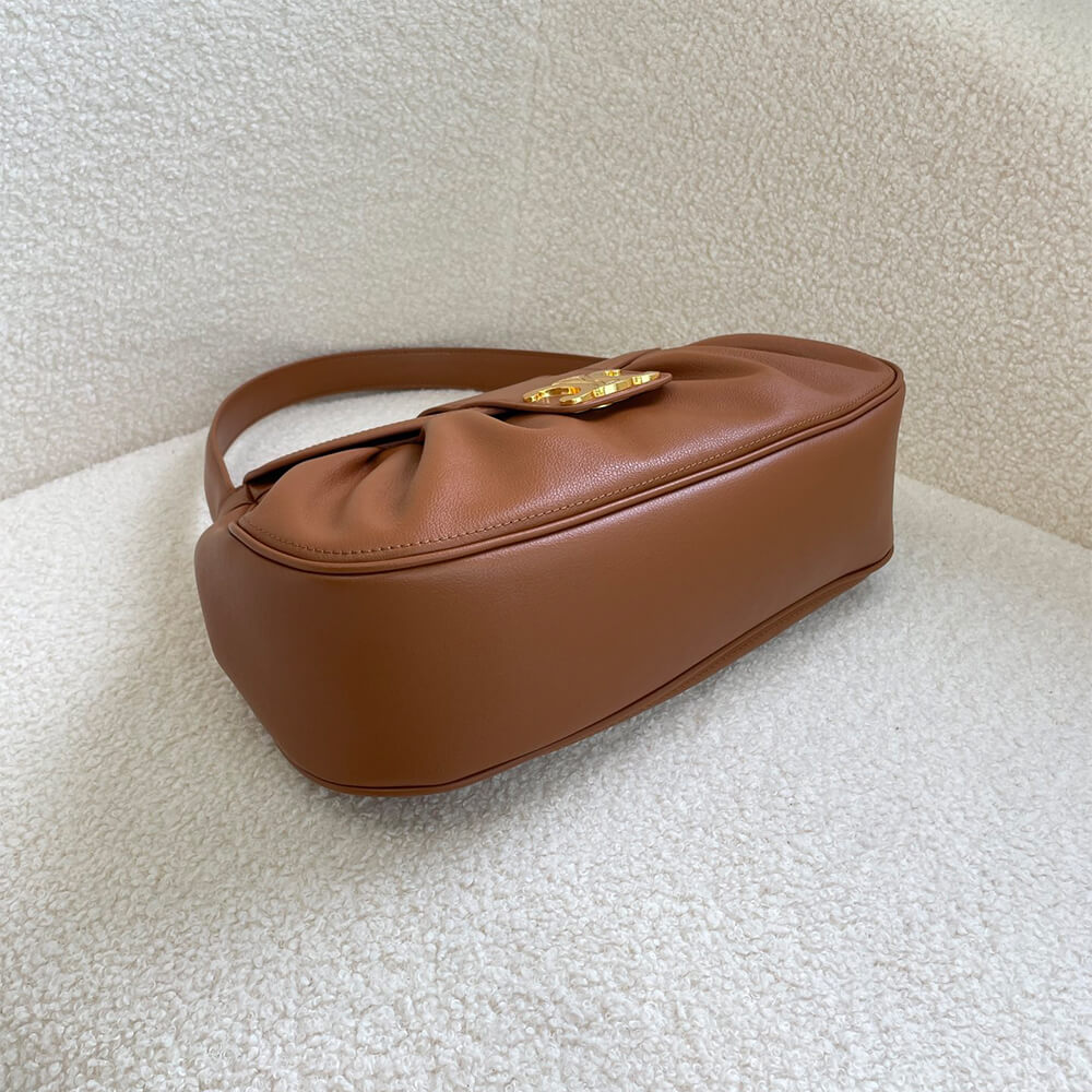 Brown CELINE Medium POLLY bag in soft calfskin - Image 6