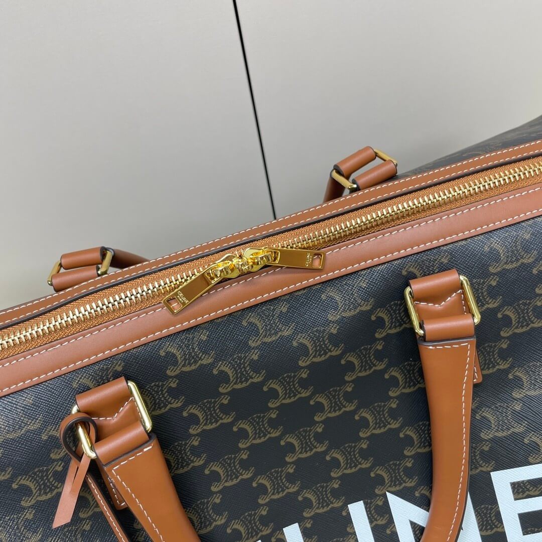 CELINE Medium duffle bag in logo-print calfskin - Image 6