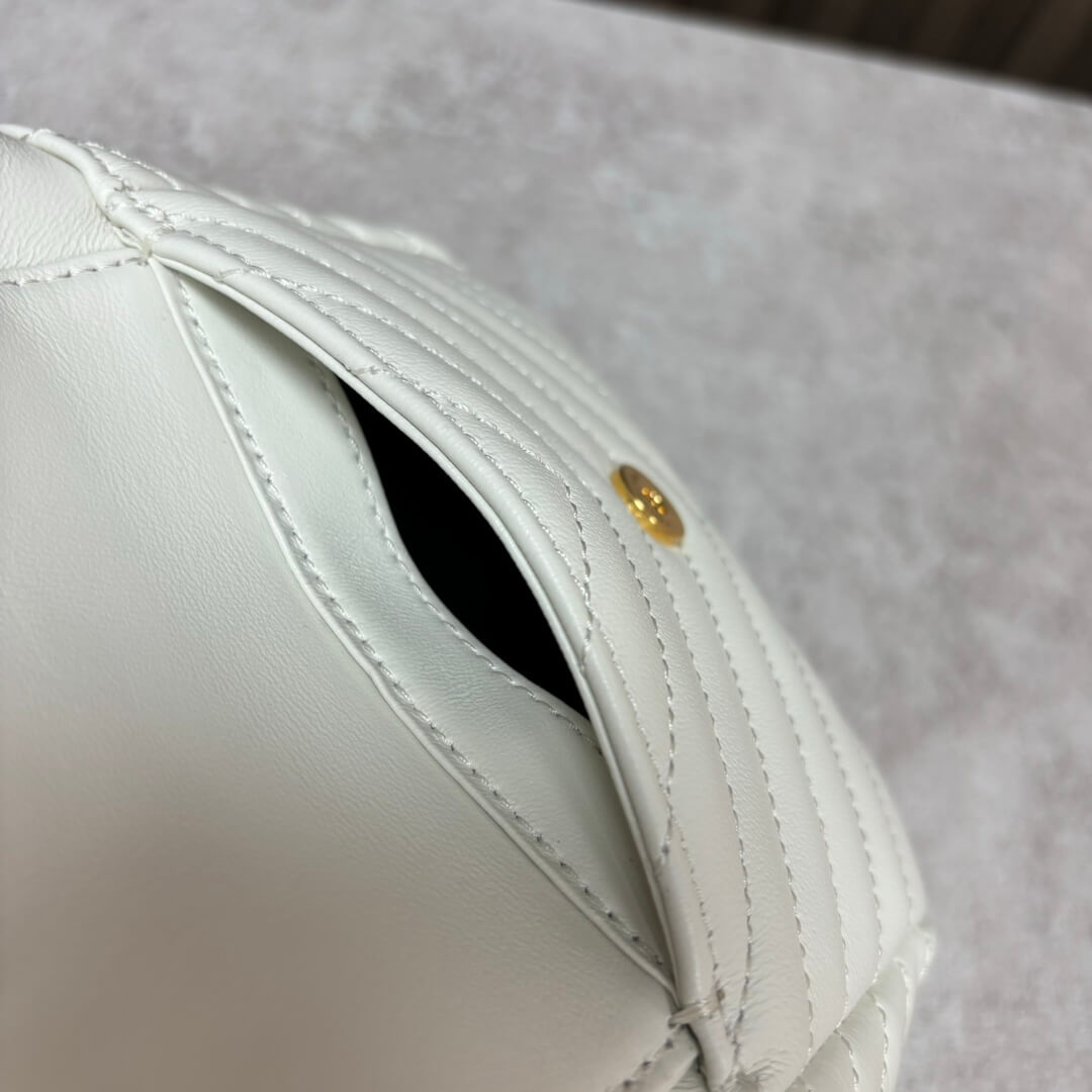 White YSL Joe quilted lambskin mini bucket bag - Image 6