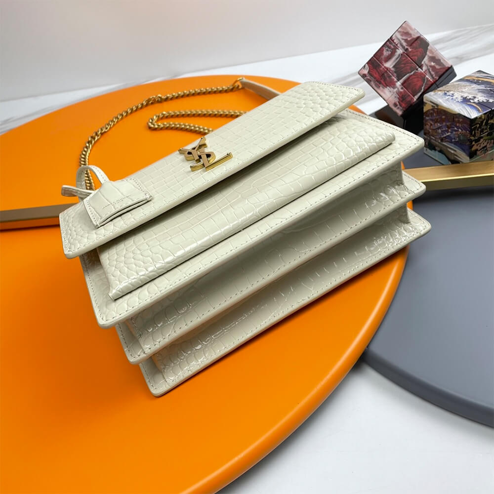 black YSL Crocodile-embossed leather SUNSET Medium - Image 6