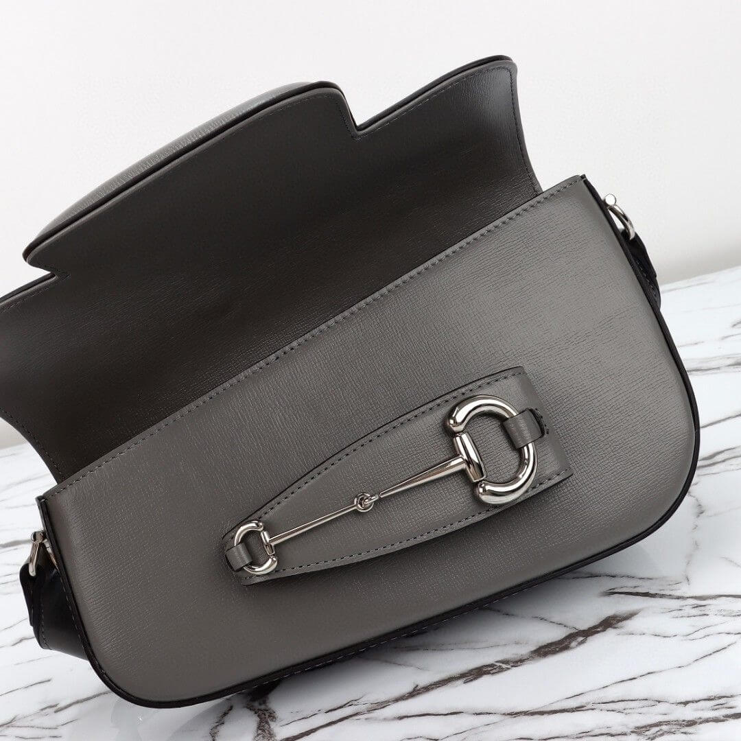Gray Gucci Horsebit 1955 Small Shoulder Bag - Image 7