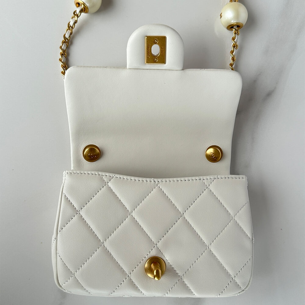 White Chanel MINI FLAP BAG - Image 7