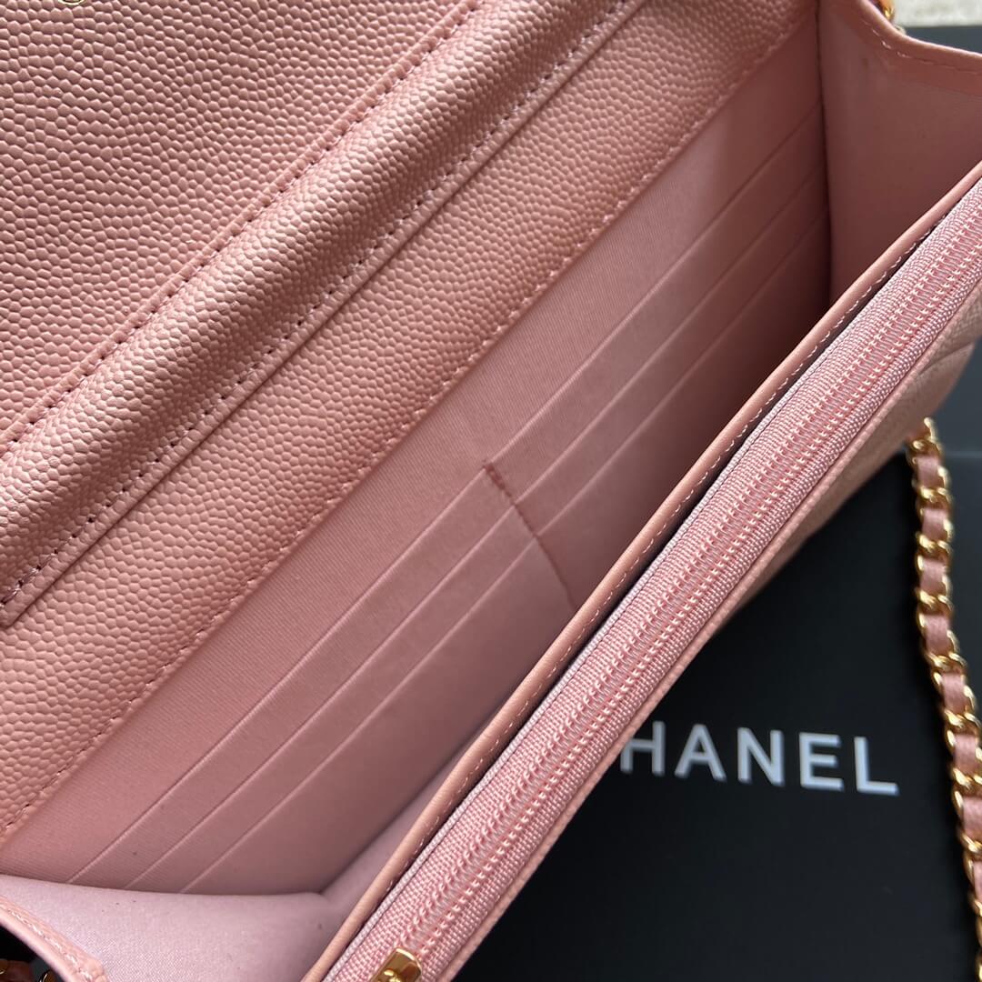 Pink Chanel classic chain wallet (high-end grade) - Image 7