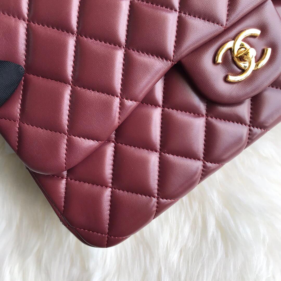 Claret CHANEL LARGE CLASSIC HANDBAG (High-end grade) - Image 7