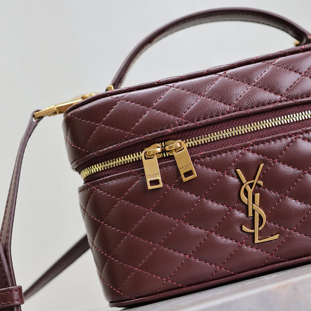 Red YSL GABY lambskin cosmetic Bag - Image 7