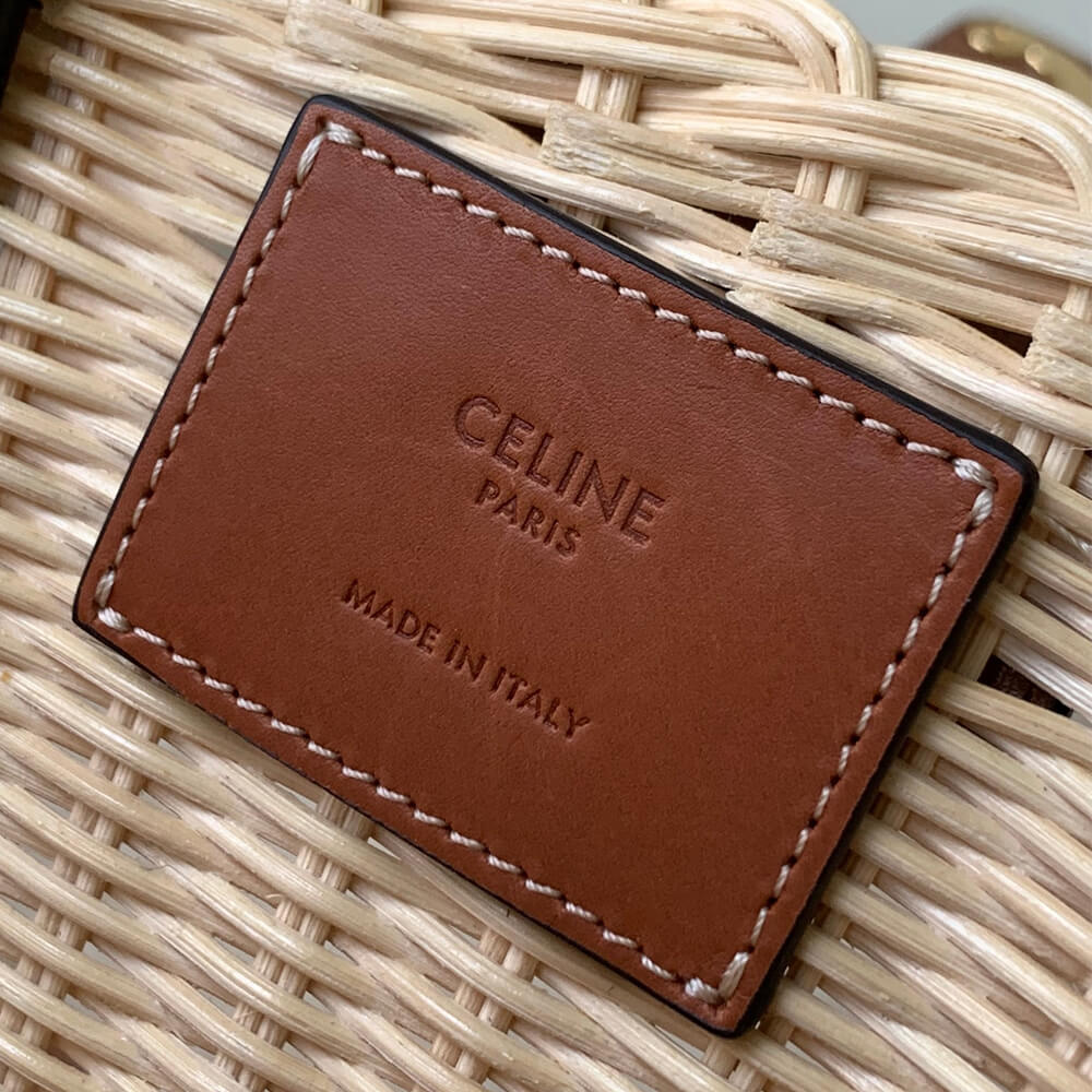 CELINE TEEN COUFFIN BAG IN WICKER AND NATURAL COW LEATHER(High-end Grade) - Image 7