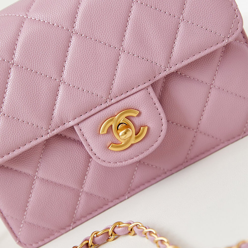 Pink lychee pattern Chanel Small Handbag (high-end grade) - Image 7