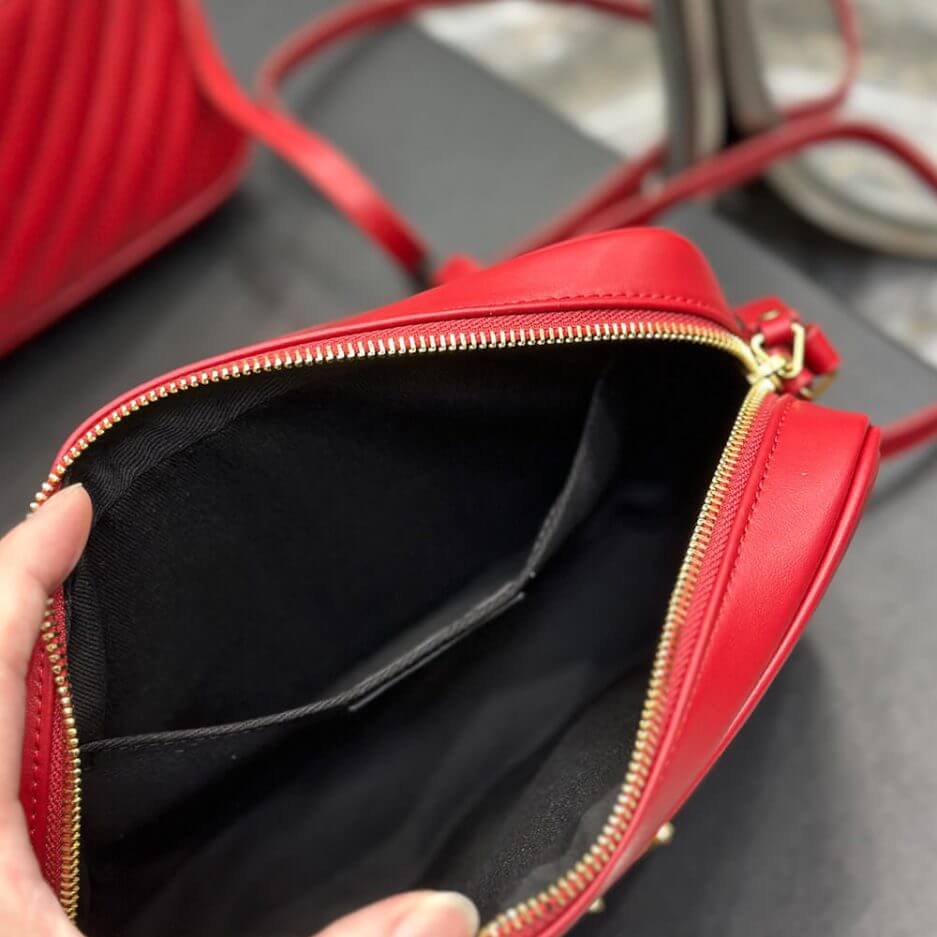 Red YSL LOU CAMERA BAG IN QUILTED LEATHER - Image 7