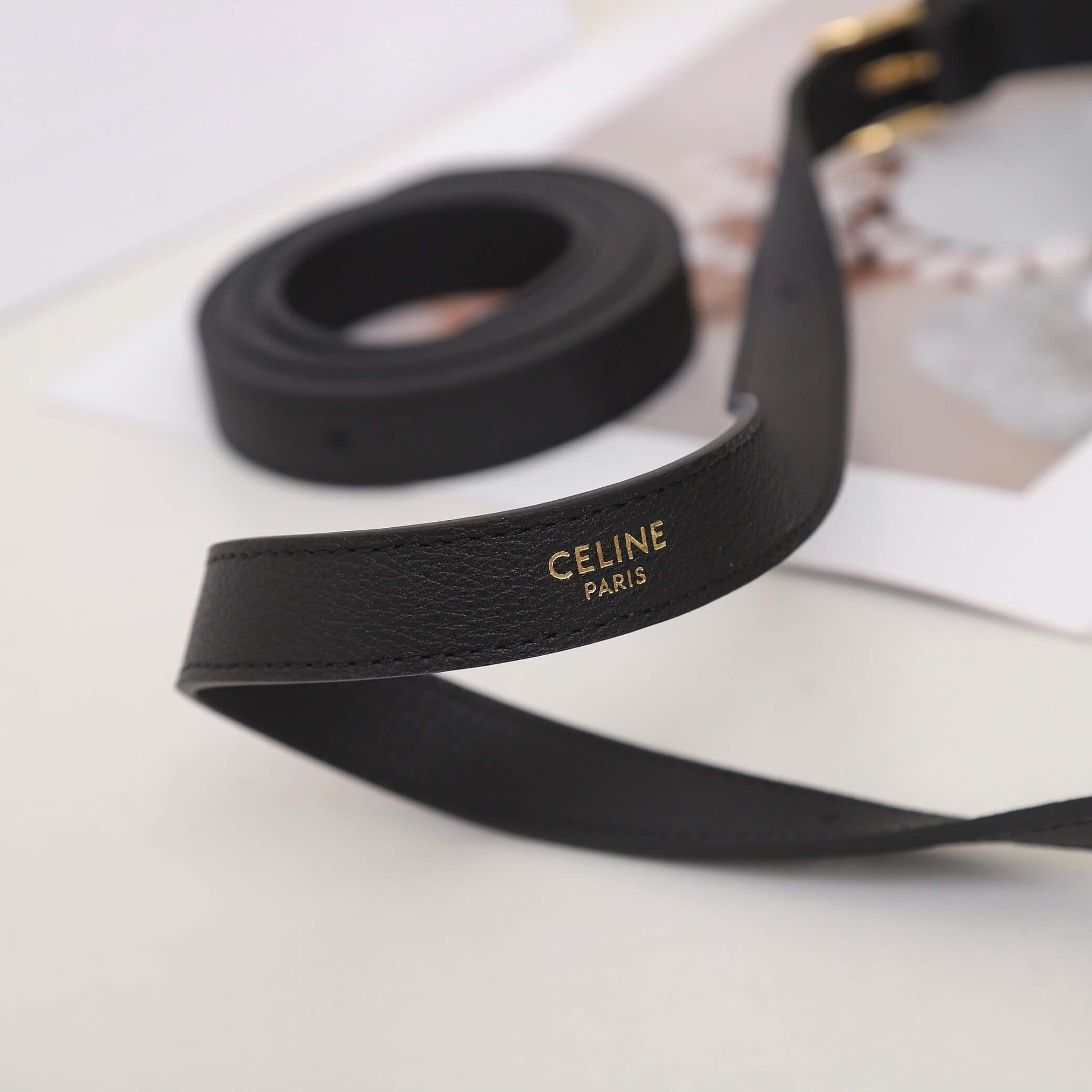 Black CELINE HELO?SE TRIOMPHE SMALL BAG IN SOFT CALFSKIN - Image 7