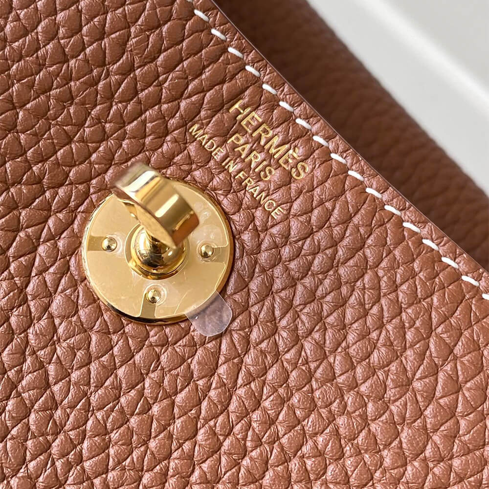 Golden Brown Hermes Lindy Mini Bag - Image 7