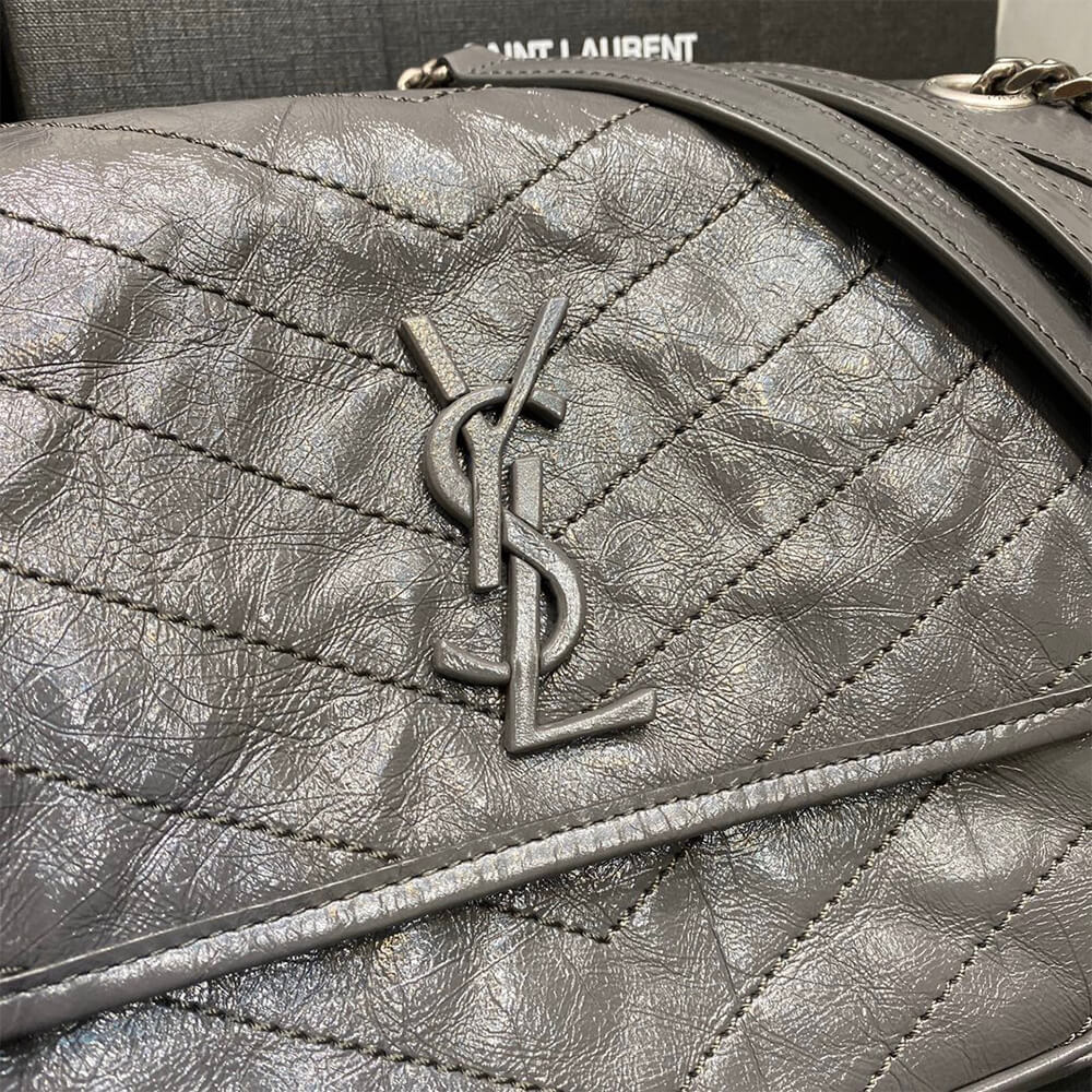 Grey SAINT LAURENT NIKI MEDIUM IN CRINKLED VINTAGE LEATHER - Image 7