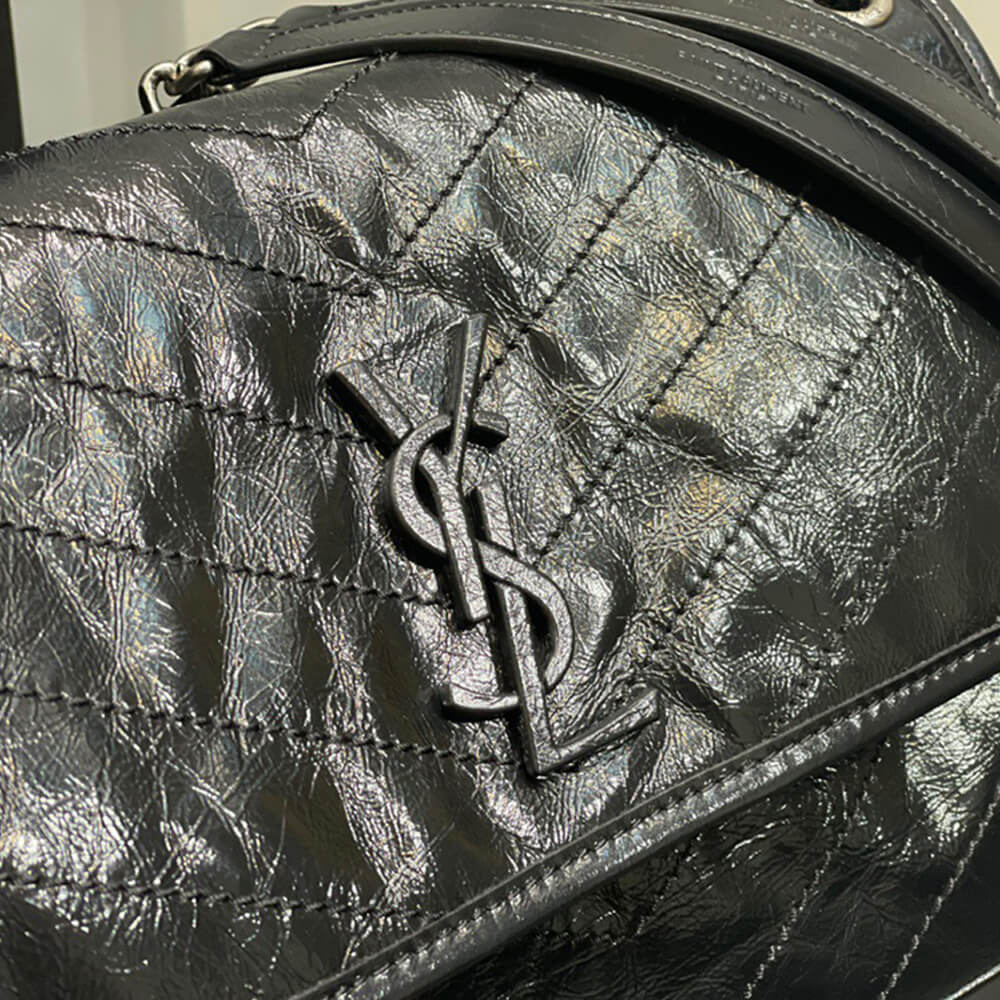 Black SAINT LAURENT NIKI MEDIUM IN CRINKLED VINTAGE LEATHER - Image 7