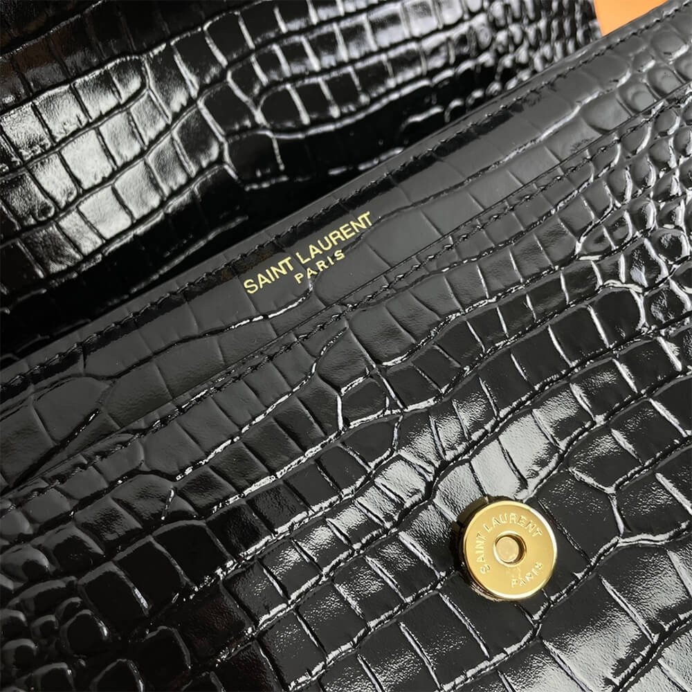 black YSL Crocodile-embossed leather SUNSET Medium - Image 7