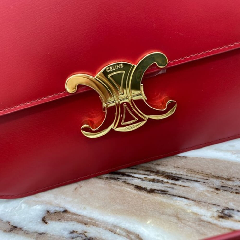Red CELINE CLASSIQUE TRIOMPHE BAG IN CALFSKIN - Image 7