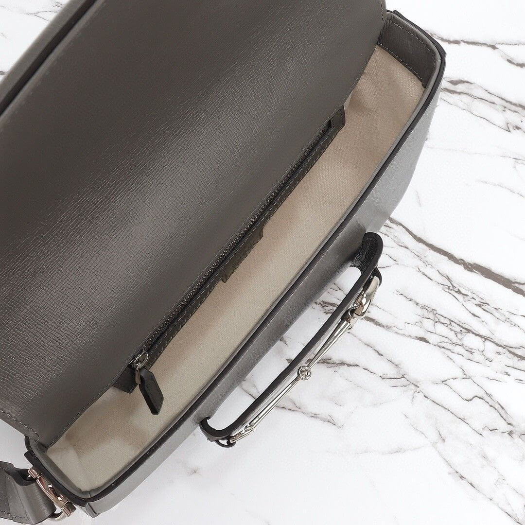 Gray Gucci Horsebit 1955 Small Shoulder Bag - Image 8