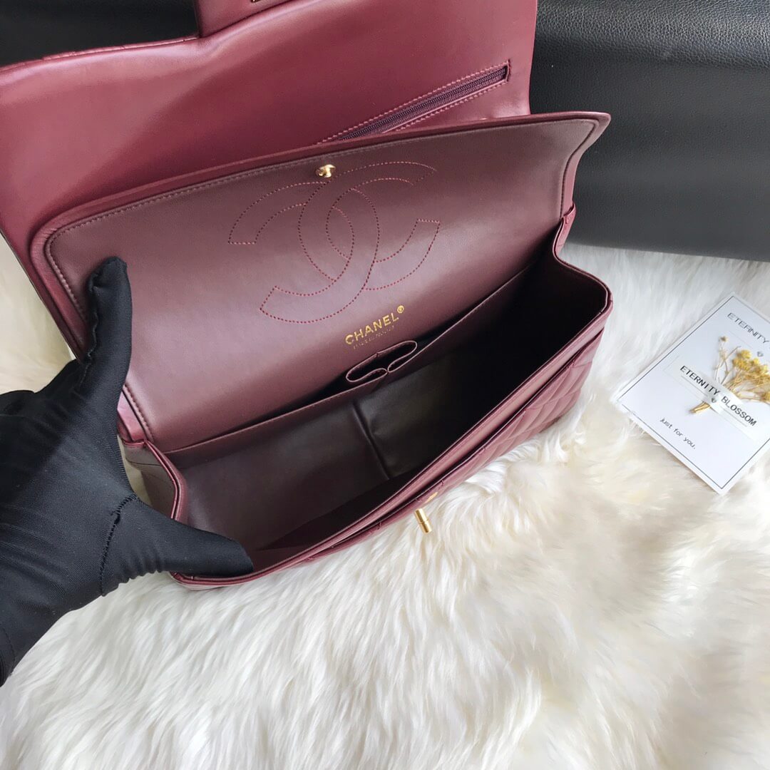 Claret CHANEL LARGE CLASSIC HANDBAG (High-end grade) - Image 8