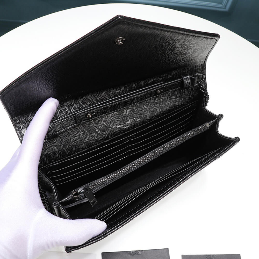 Saint Laurent Chain-strap YSL-plaque grained-leather wallet - Image 8