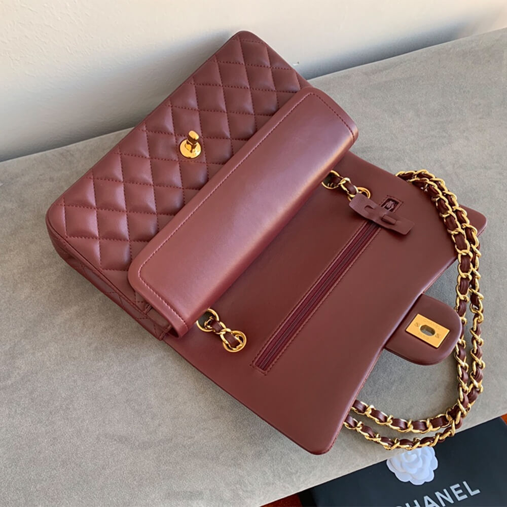Burgundy CHANEL CLASSIC 11.12 HANDBAG (high-end grade) - Image 8