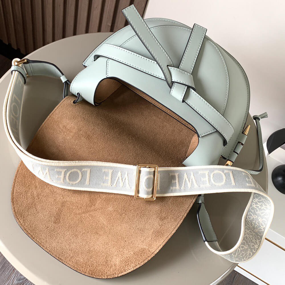 Light blue Loewe Small Gate bag in soft calfskin and jacquard - Image 8