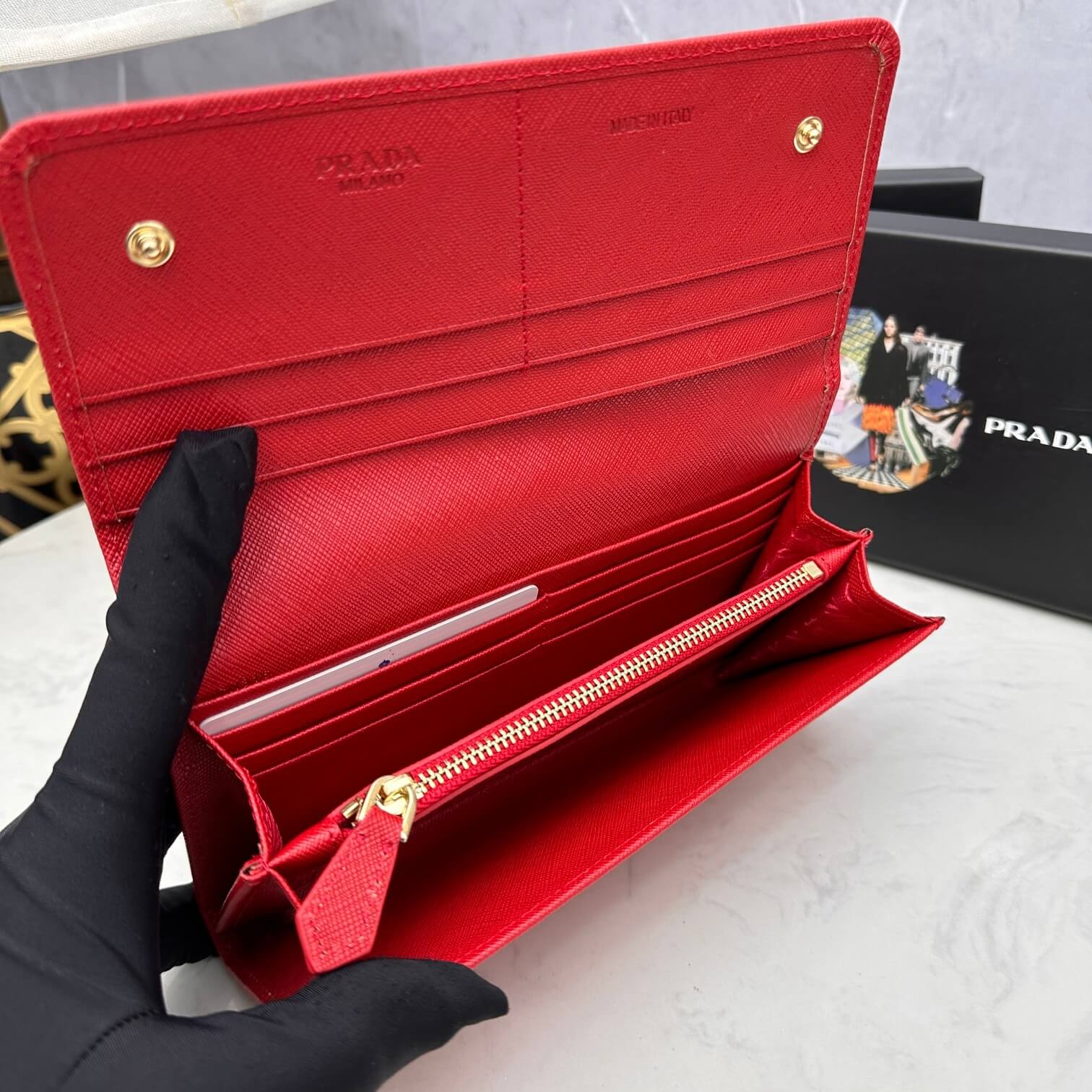 Prada Large Saffiano Leather Wallet - Image 8
