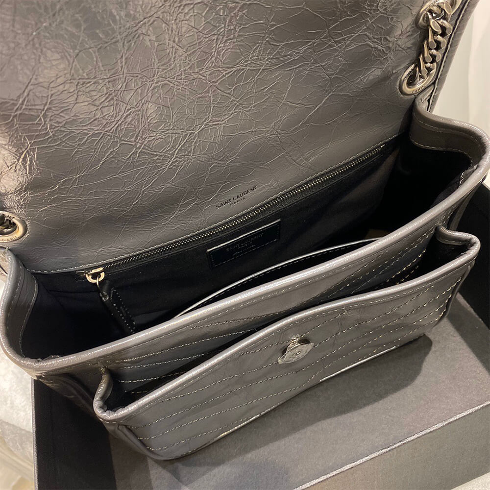 Grey SAINT LAURENT NIKI MEDIUM IN CRINKLED VINTAGE LEATHER - Image 8