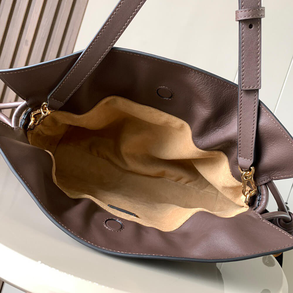 Chocolate LOEWE Medium Flamenco clutch in nappa calfskin (HIGH-END GRADE) - Image 8