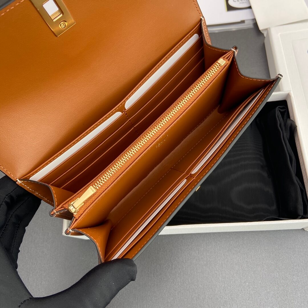 CELINE 16 Large Wallet in Shiny Calf Leather - Image 8