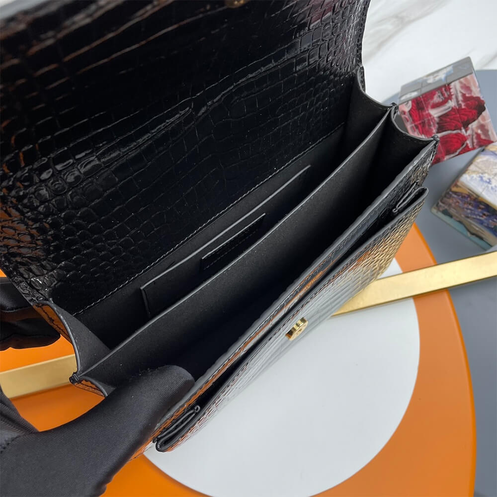 black YSL Crocodile-embossed leather SUNSET Medium - Image 8