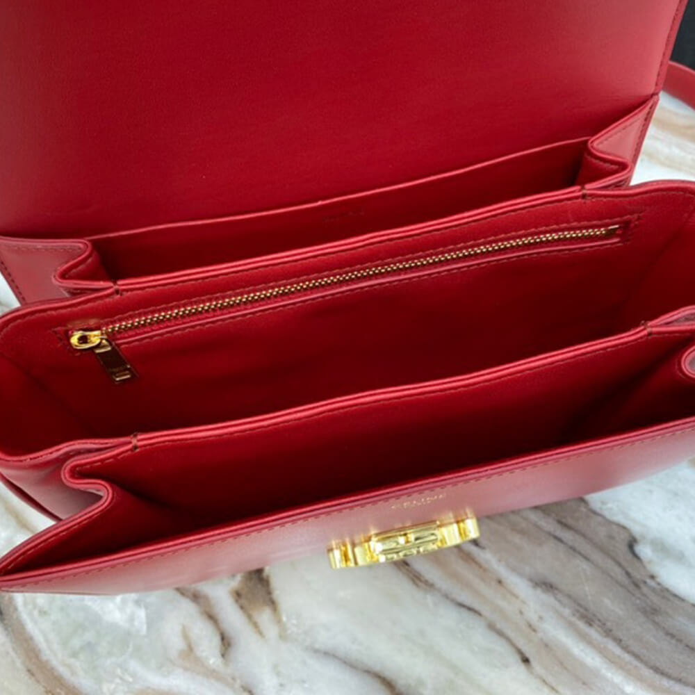 Red CELINE CLASSIQUE TRIOMPHE BAG IN CALFSKIN - Image 8