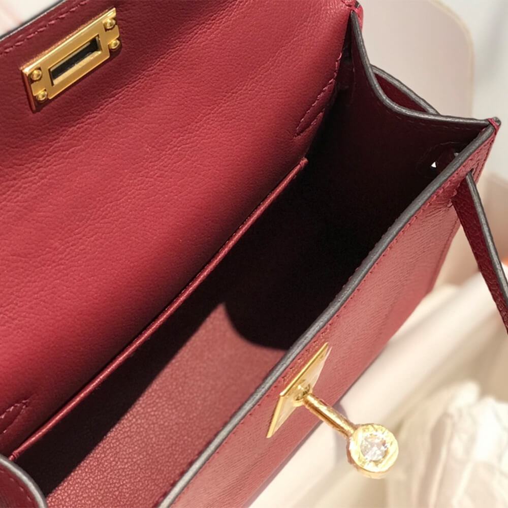 Ruby Red Hermes Mini Kelly II (High-end Grade) - Image 8
