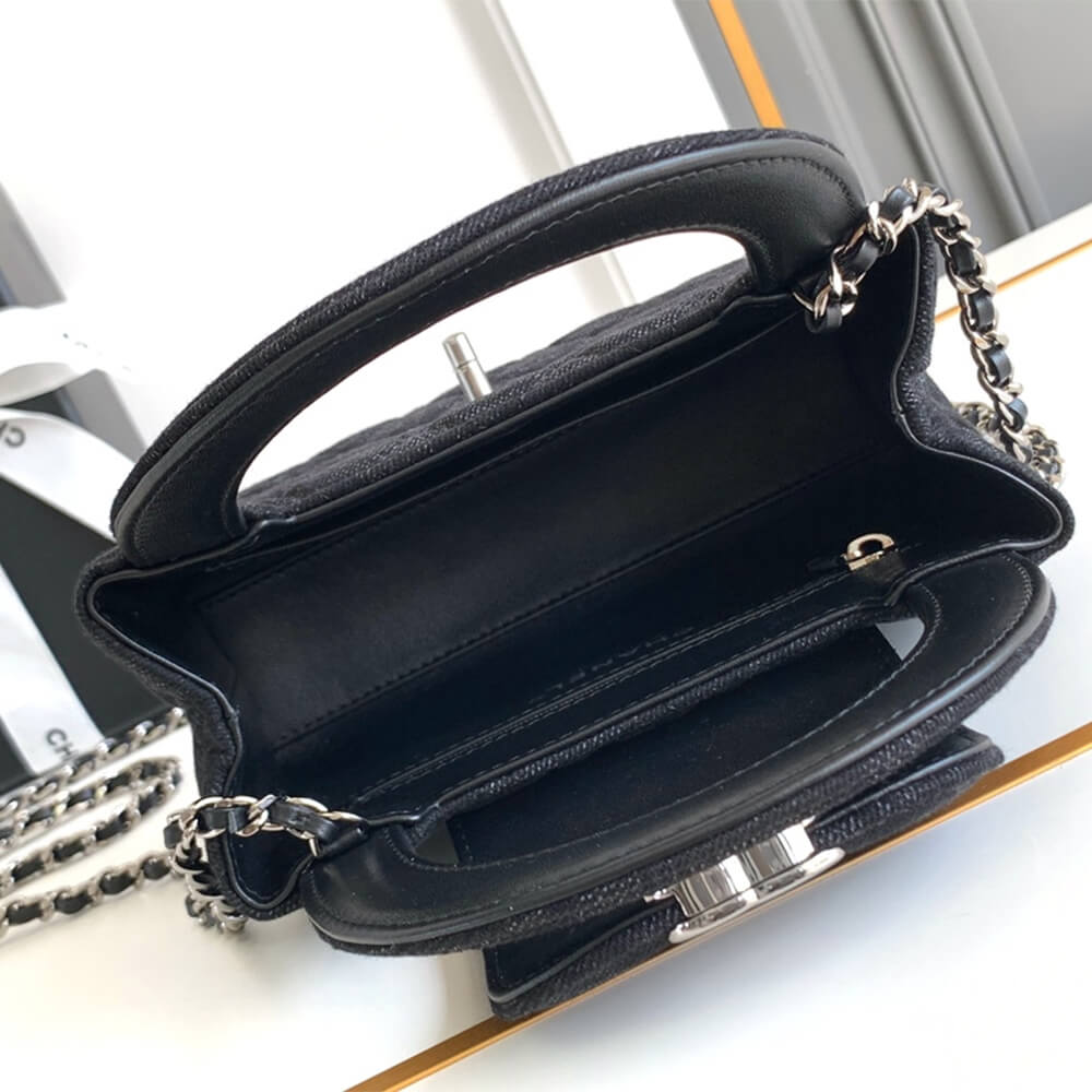 Black & Gray Chanel Mini Shopping Bag (high-end grade) - Image 8