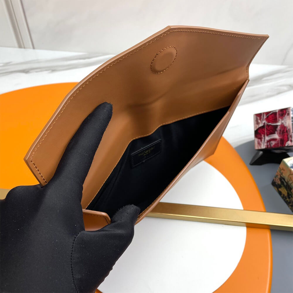 taupe YSL UPTOWN POUCH IN GRAIN DE POUDRE EMBOSSED LEATHER - Image 9